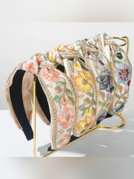 None Other - Colorful Floral Embroidered Headbands